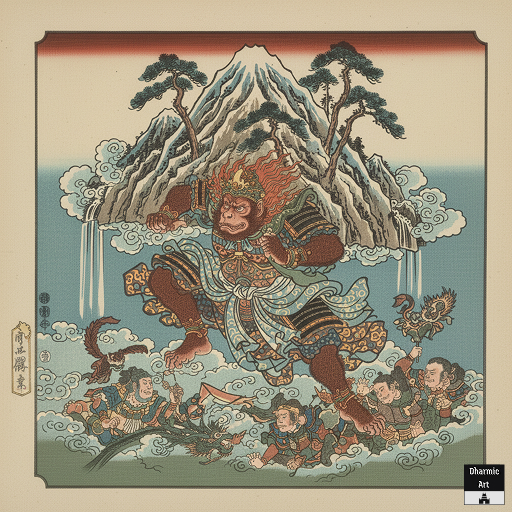 1. Hanuman carrying mountain (8" x 8")